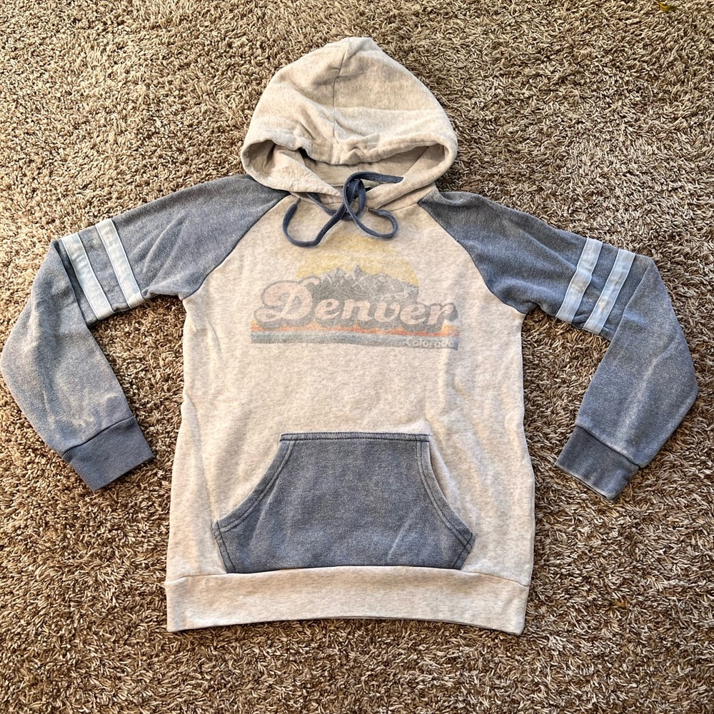 MV Sport Gray and Blue Sweatshirt Classic Hoodie Design